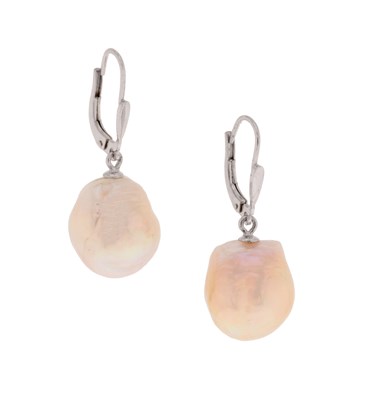 Lot 141 - Pair of Silver Ear Pendants with  Pearl