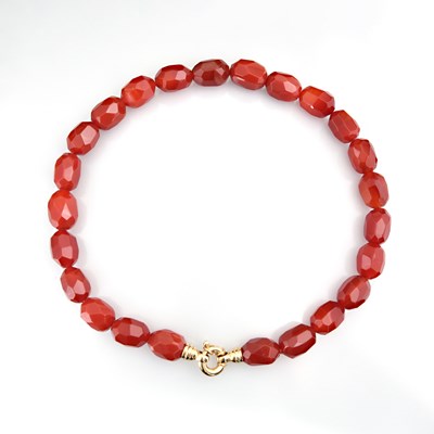 Lot 596 - 1-Strand Carnelian Gemstone Necklace with 14K GoldLock