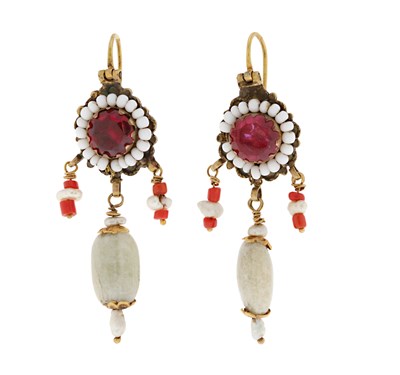 Lot 645 - Pair of Gold Ear Pendants