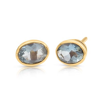 Lot 808 - Pair of Gold Ear Studs set with Topaz
