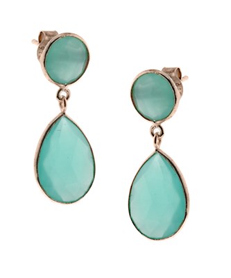 Lot 623 - Pair of Gilded Silver Ear Studs with Chalcedon