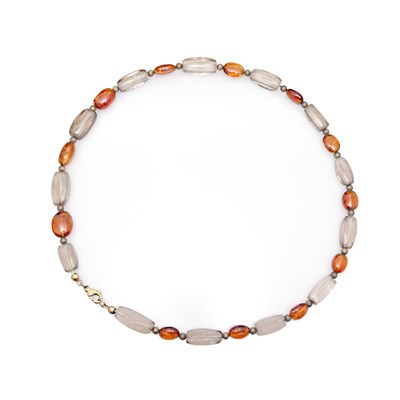Lot 602 - Amber and Crystal Necklace with 14K Gold Lock