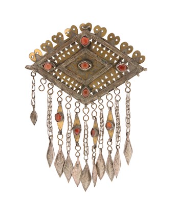 Lot 147 - Partly Fire-Gilded Silver and Carnelian Pendant