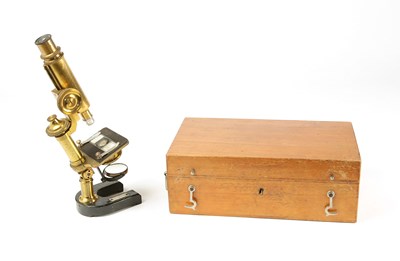 Lot 121 - A Paul Waechter Brass Monocular Microscope, circa 1900