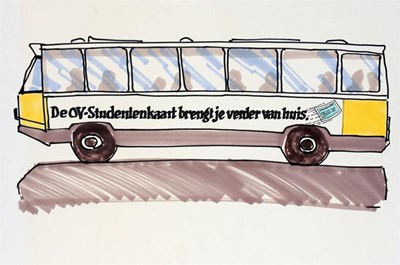 Lot 195 - Caricatuurtekening 'O.V.-Studentenkaart'