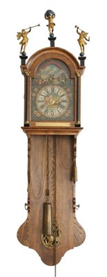 Lot 198 - Friese iepenhouten staartklok