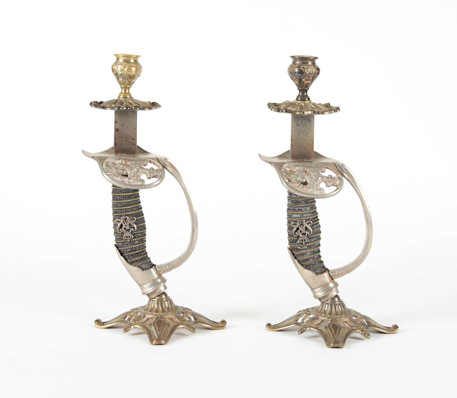 Lot 132 - Pair of Prussian ‘Infantry Regiment’ Sword Candlesticks