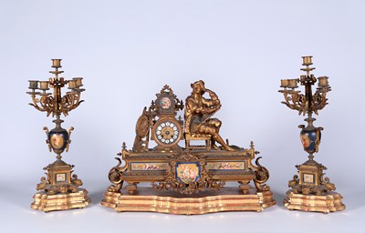 Lot 163 - Gilded Metal Fireplace Clock, 19th Century