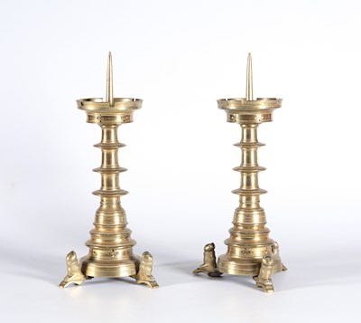 Lot 177 - Two Bronze Candlesticks