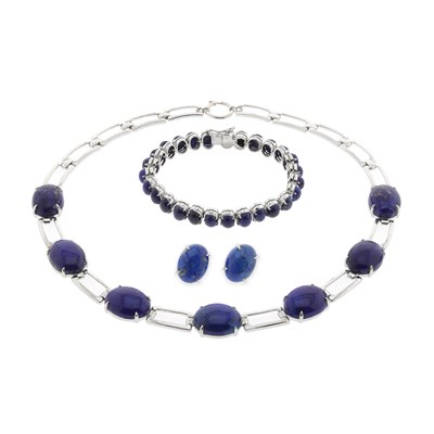 Lot 606 - Silver Parure set with Lapis Lazuli