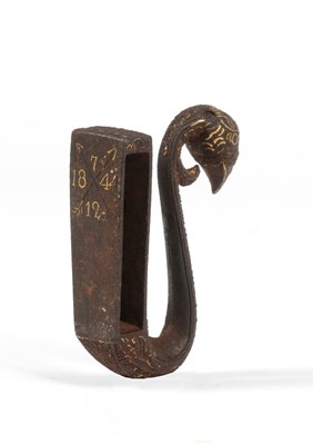 Lot 20 - A Javanese Royal Gold-Damascened Steel Sarong Hook