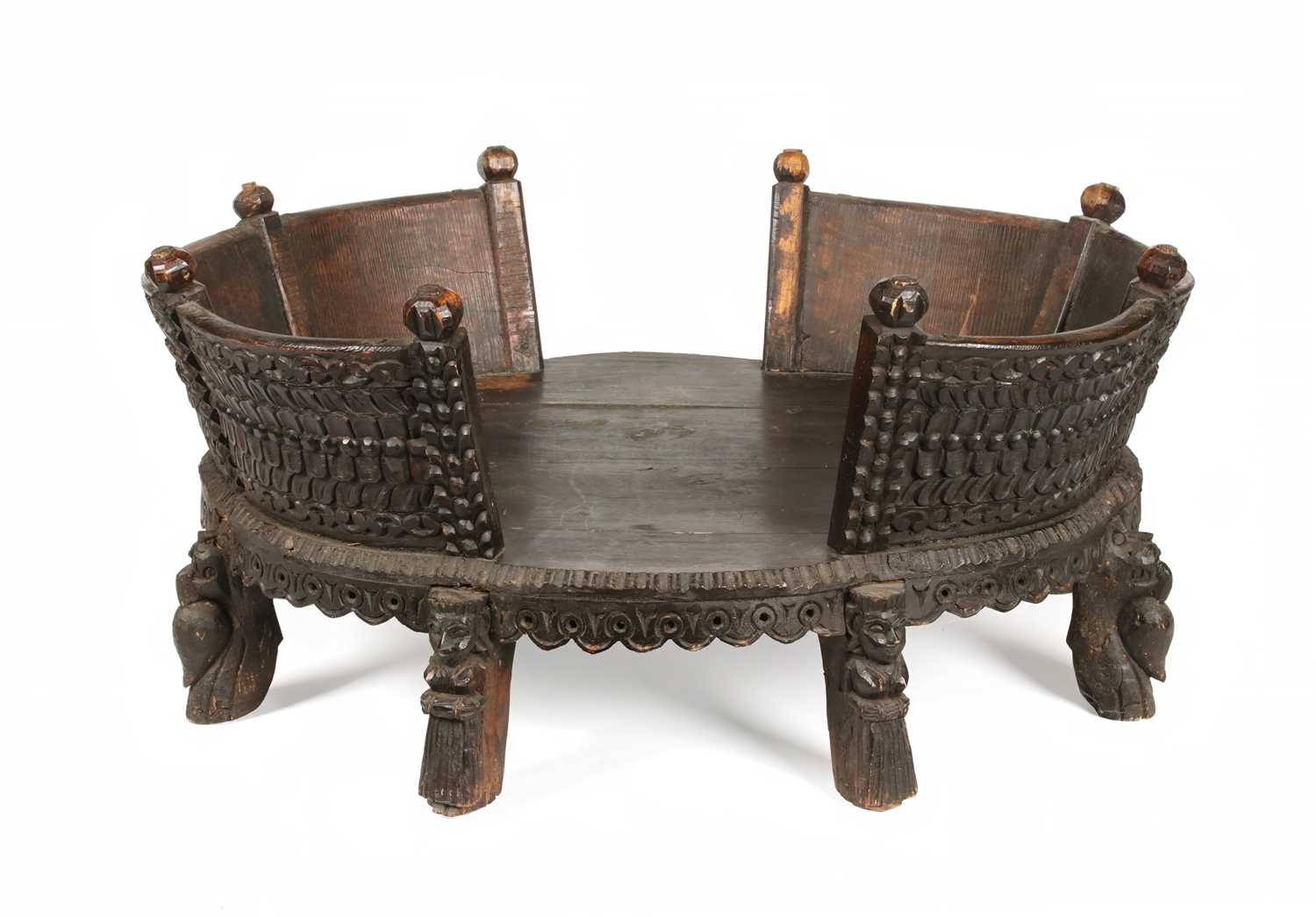 Lot 52 - Indian Ornate Carved Pet, Dog or Cat's Bed