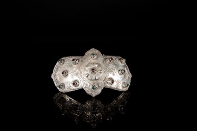 Lot 106 - Large Ottoman Repoussé and Embossed Silver Belt Buckle