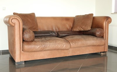 Lot 85 - A Contemporary Italian Brown Leather Sofa