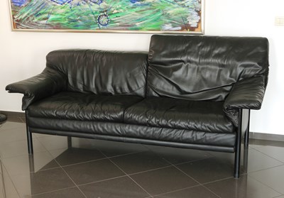 Lot 23 - Italian Design Black Leather Sofa