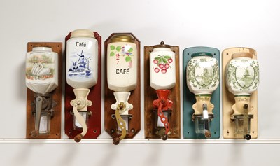 Lot 5 - Six Wall Mounted Coffee Grinders