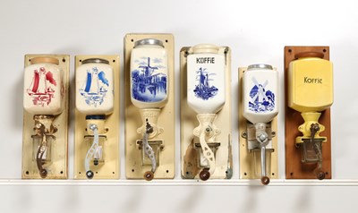 Lot 8 - Six Wall Mounted Coffee Grinders
