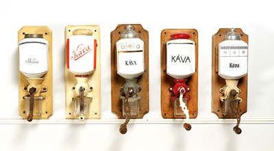 Lot 21 - Five Wall Mounted Coffee Grinders