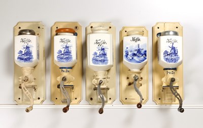 Lot 34 - Five Wall Mounted Coffee Grinders