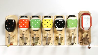 Lot 40 - Seven Wall Mounted Coffee Grinders
