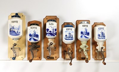 Lot 48 - Six Wall Mounted Coffee Grinders