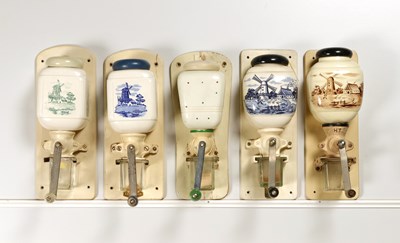 Lot 49 - Nine Wall Mounted Coffee Grinders