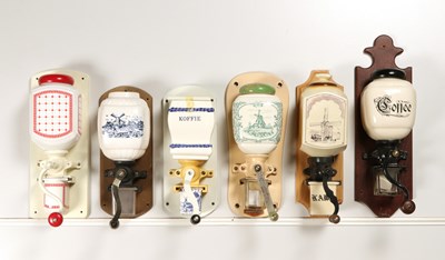 Lot 60 - Six Wall Mounted Coffee Grinders