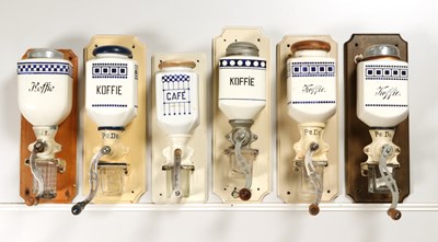 Lot 65 - Six Wall Mounted Coffee Grinders