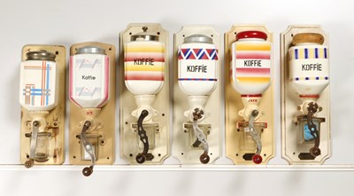 Lot 73 - Six Wall Mounted Coffee Grinders