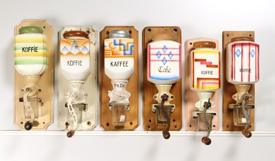 Lot 74 - Six Wall Mounted Coffee Grinders