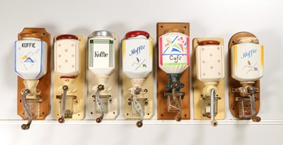 Lot 76 - Seven Wall Mounted Coffee Grinders