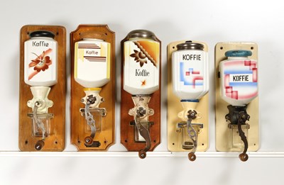 Lot 77 - Six Wall Mounted Coffee Grinders