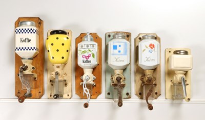 Lot 87 - Six Wall Mounted Coffee Grinders