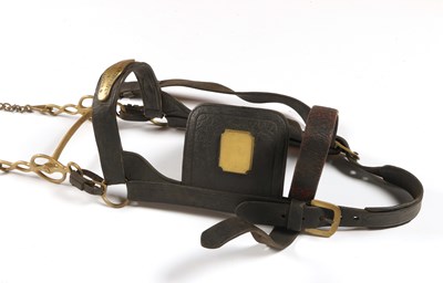 Lot 512 - Antique horse harness, consisting of a leather horse harness with hames, bridle, breaching and saddle