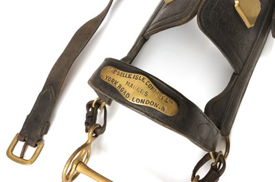 Lot 512 - Antique horse harness, consisting of a leather horse harness with hames, bridle, breaching and saddle