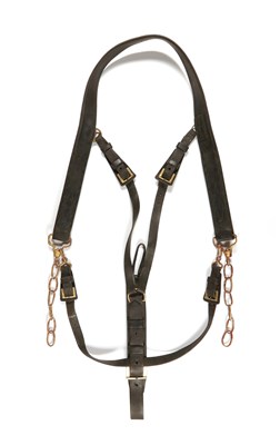 Lot 512 - Antique horse harness, consisting of a leather horse harness with hames, bridle, breaching and saddle