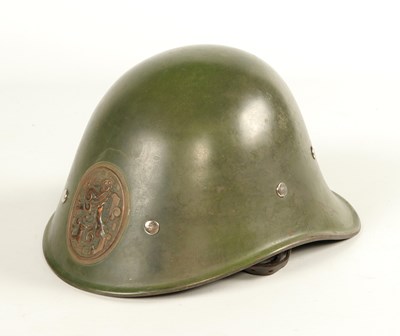 Lot 579 - Very rare Dutch cavalry leather helmet wearer, hereby a Dutch M34 combat Helmet
