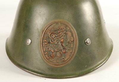 Lot 579 - Very rare Dutch cavalry leather helmet wearer, hereby a Dutch M34 combat Helmet