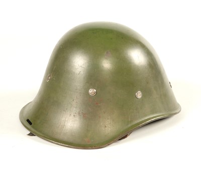 Lot 579 - Very rare Dutch cavalry leather helmet wearer, hereby a Dutch M34 combat Helmet