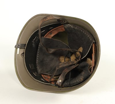 Lot 579 - Very rare Dutch cavalry leather helmet wearer, hereby a Dutch M34 combat Helmet
