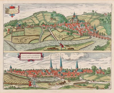 Lot 109 - Views of Werden and Essen - Civitatis Werdenae Exactiss - Braun and Hogenberg - 1588