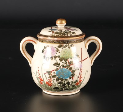Lot 538 - Satsuma sugar bowl with floral decoration Meiji period