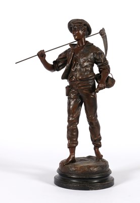 Lot 437 - Composiet sculptuur jongen met Zeis