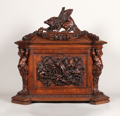 Lot 45 - Very rare 19th century italin carved wooden chest