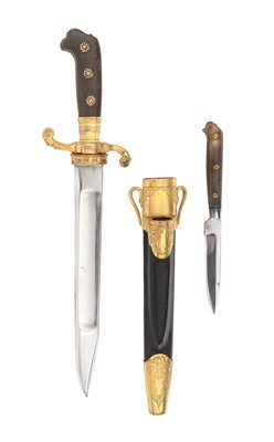 Lot 55 - BAVARIAN IMPERIAL GILT HUNTING HANGER, CA. 1850-1870