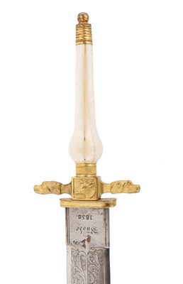 Lot 57 - A VERY FINE SPANISH SPORTING PLUG BAYONET DATED 1850.