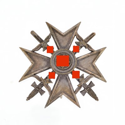 Lot 175 - SILVER THIRD REICH SPANISH CROSS WITH SWORDS – L/13 PAUL MEYBAUER, BERLIN