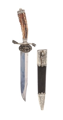 Lot 84 - 19TH CENTURY GERMAN BOWIE STYLE HUNTING KNIFE